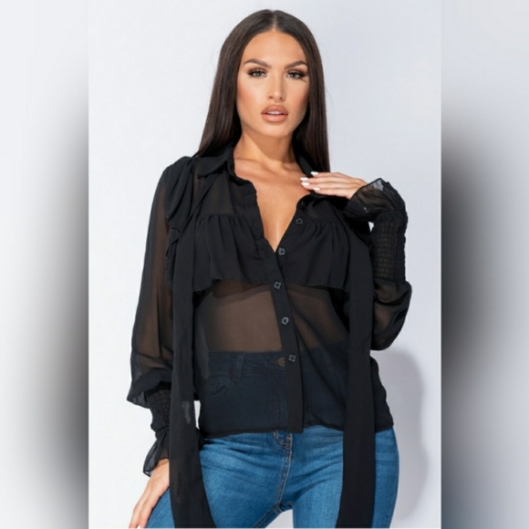 LAST ONE! Chiffon Pussy Bow Blouse - Picture 6 of 8